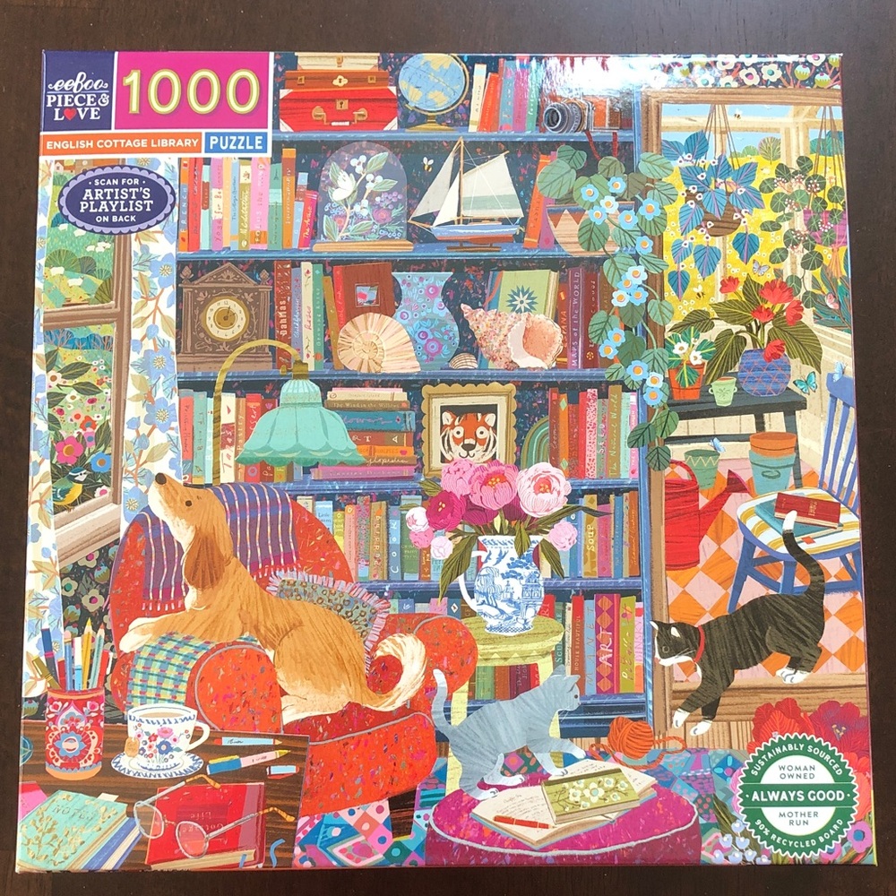 EeBoo English Cottage Library 1000 piece puzzle